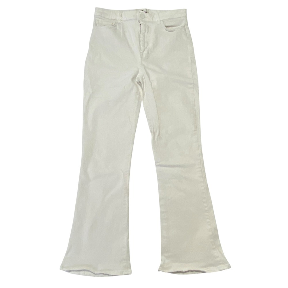 7 For All Mankind Ultra High Rise Skinny Kick White Flare Jeans Size 27